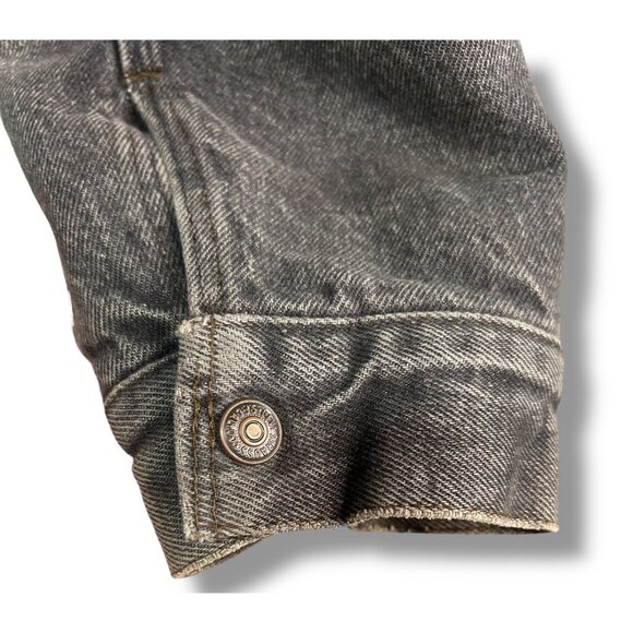 Vintage Levi’s Charcoal Denim Jacket Sherpa Lined Unisex - Picture 3 of 13